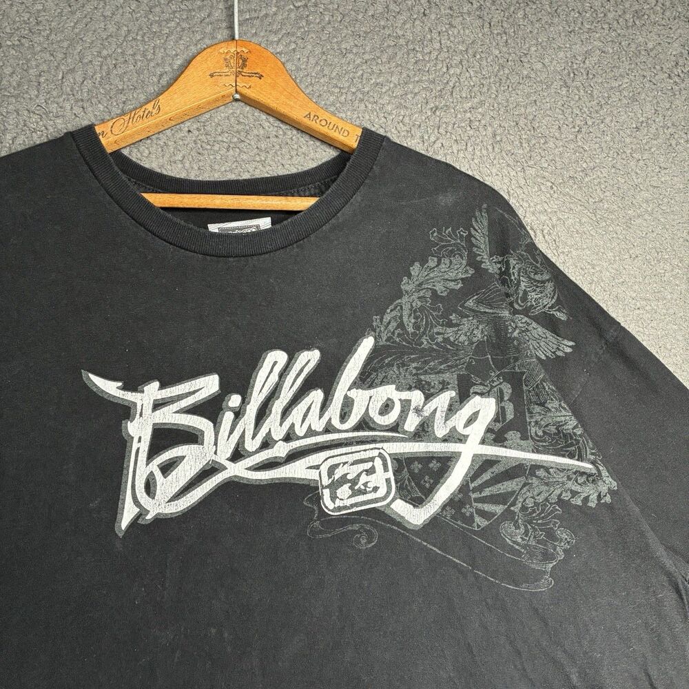 Vintage Billabong T Shirt Mens 2XL Black Skull Gothic Surf Skate Cyber Grunge